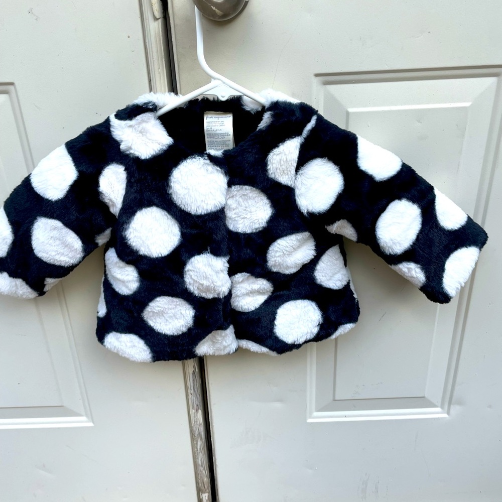First Impressions, Black with White Polka Dots, coat, Size 18 Months